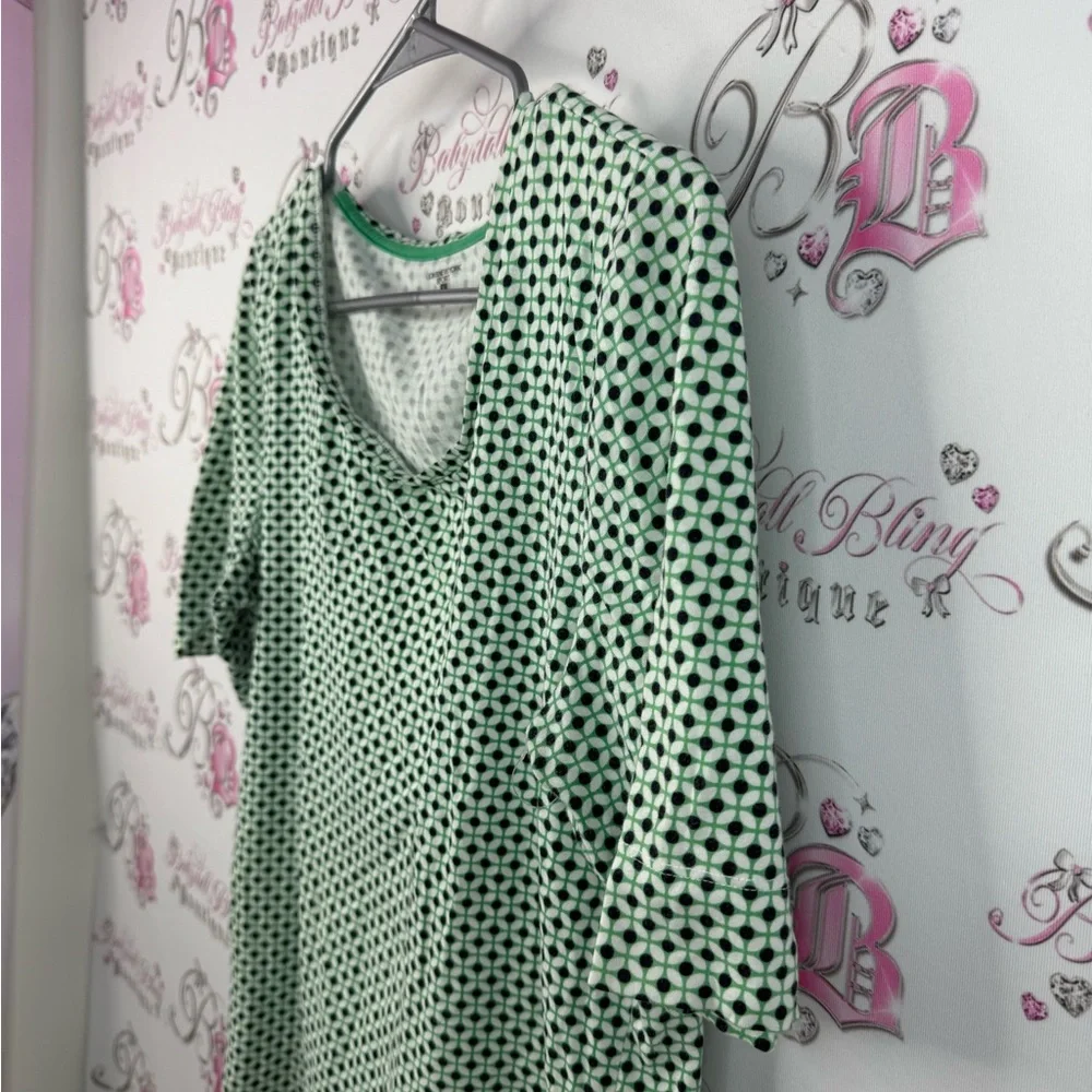 Jones New York T-shirt geometry style dotted Green Geometric Short Sleeve Top - Picture 4 of 10